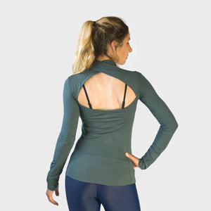 Womens Yoga Gym Long Sleeve Top | Astra Long Sleeve Tshirt | Grey Thumbnails-3