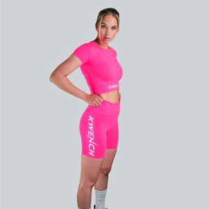 Kwench Womens Gymshark Yoga top tank tshirt Pink crop Thumbnails-6