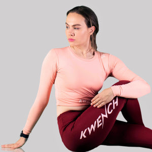 Kwench Womens Full Sleeve Gym workout yoga tshirt crop top  Thumbnails-5