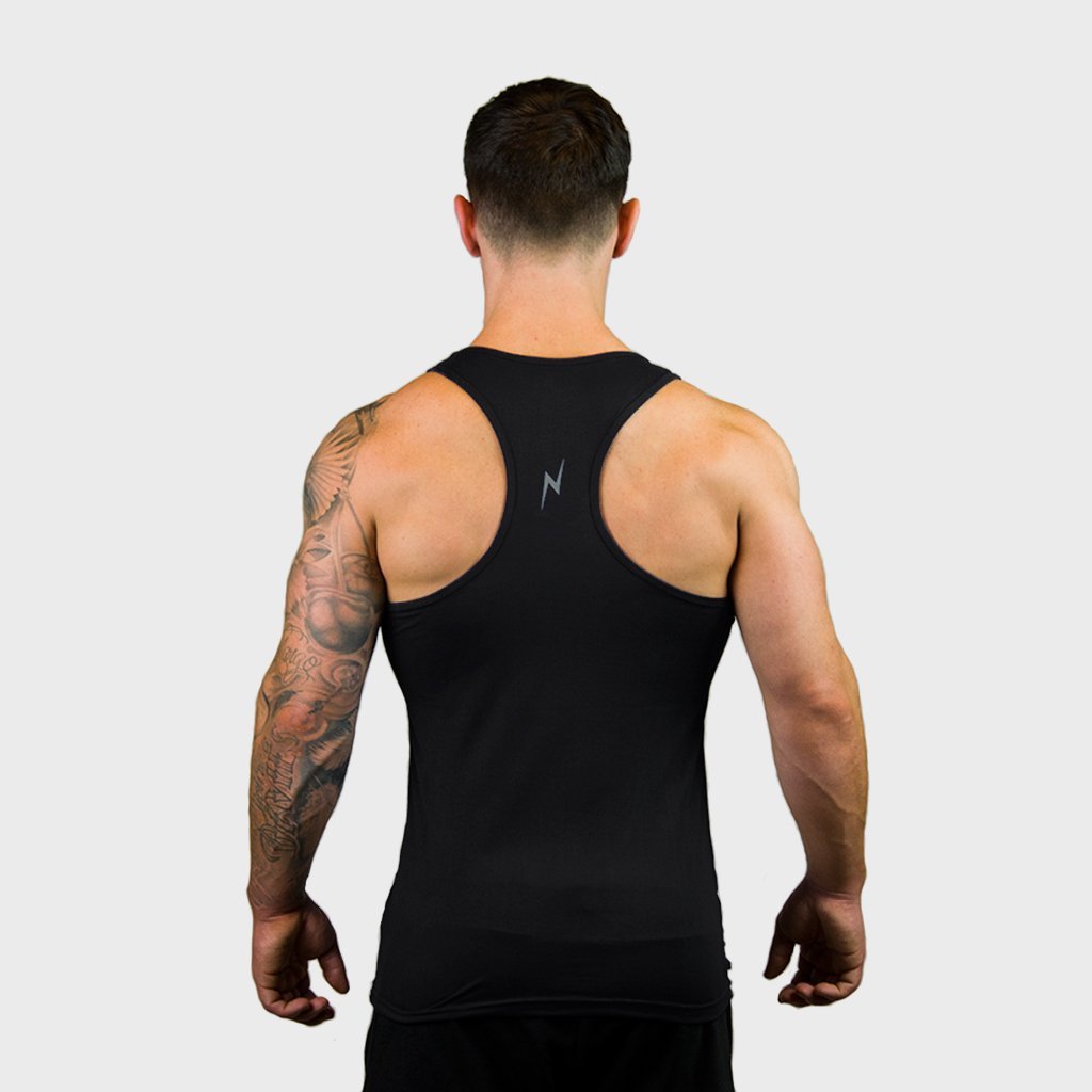 Kwench Mens Yoga Gym Vest Tank Stringer Hunk black