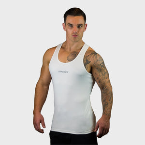Kwench Mens Yoga Gym Vest Tank Stringer Hunk white Thumbnails-1