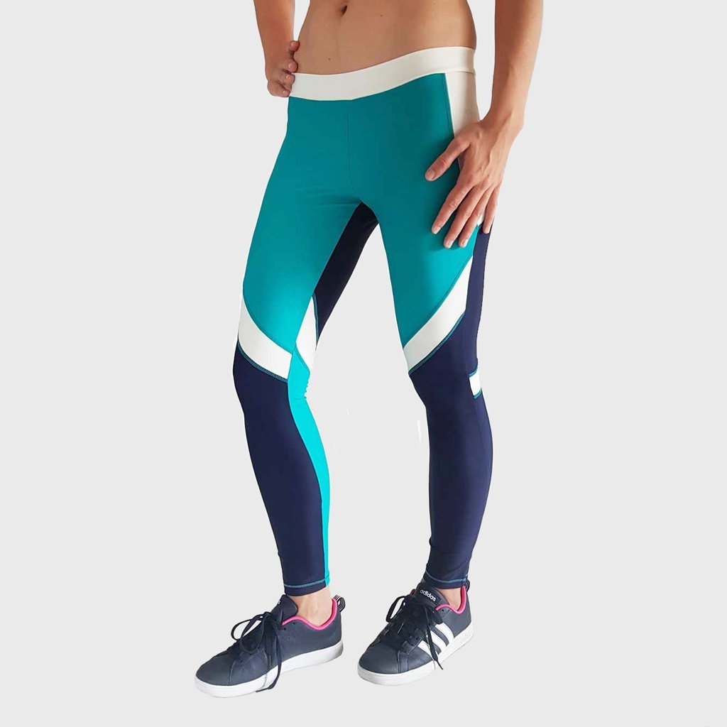 Women Solid Turquoise Blue Ribbed Warm Leggings